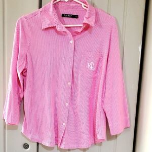 LAUREN Pink Striped Blouse